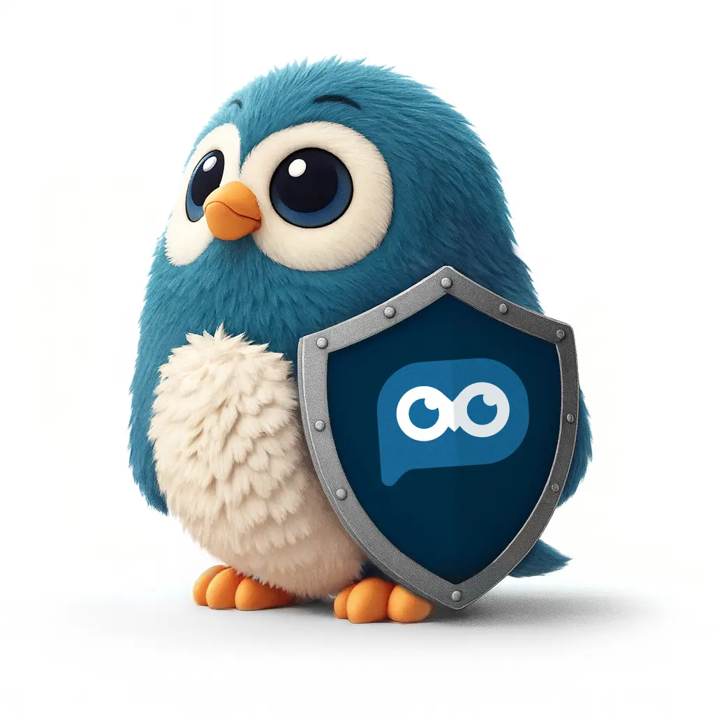 PrivacyProbe mascot with shield